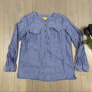 Q Mack Long Sleeve Henley Chambray Denim Shirt